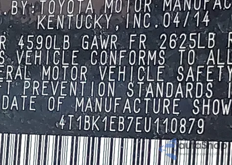 2014 Toyota Avalon Xle Premium из США, поврежденный, VIN 4T1BK1EB7EU110879